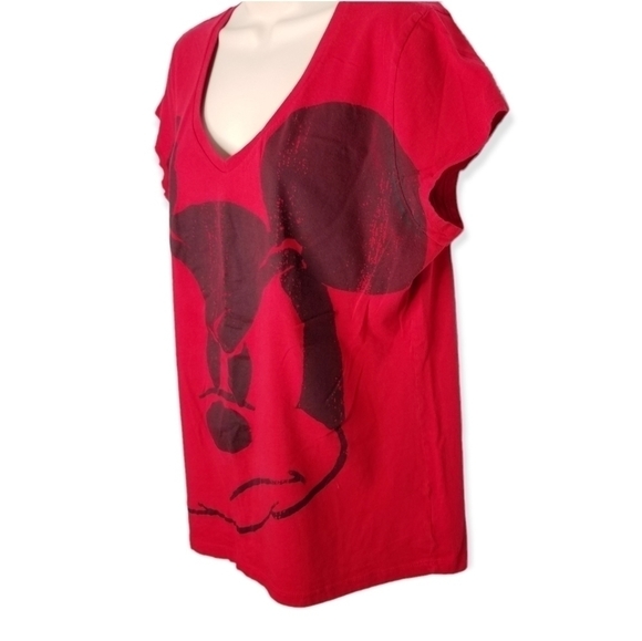 Disney Red Graphic T-Shirt Angry Mickey Short Sleeve Juniors XXL (19) - Picture 3 of 6